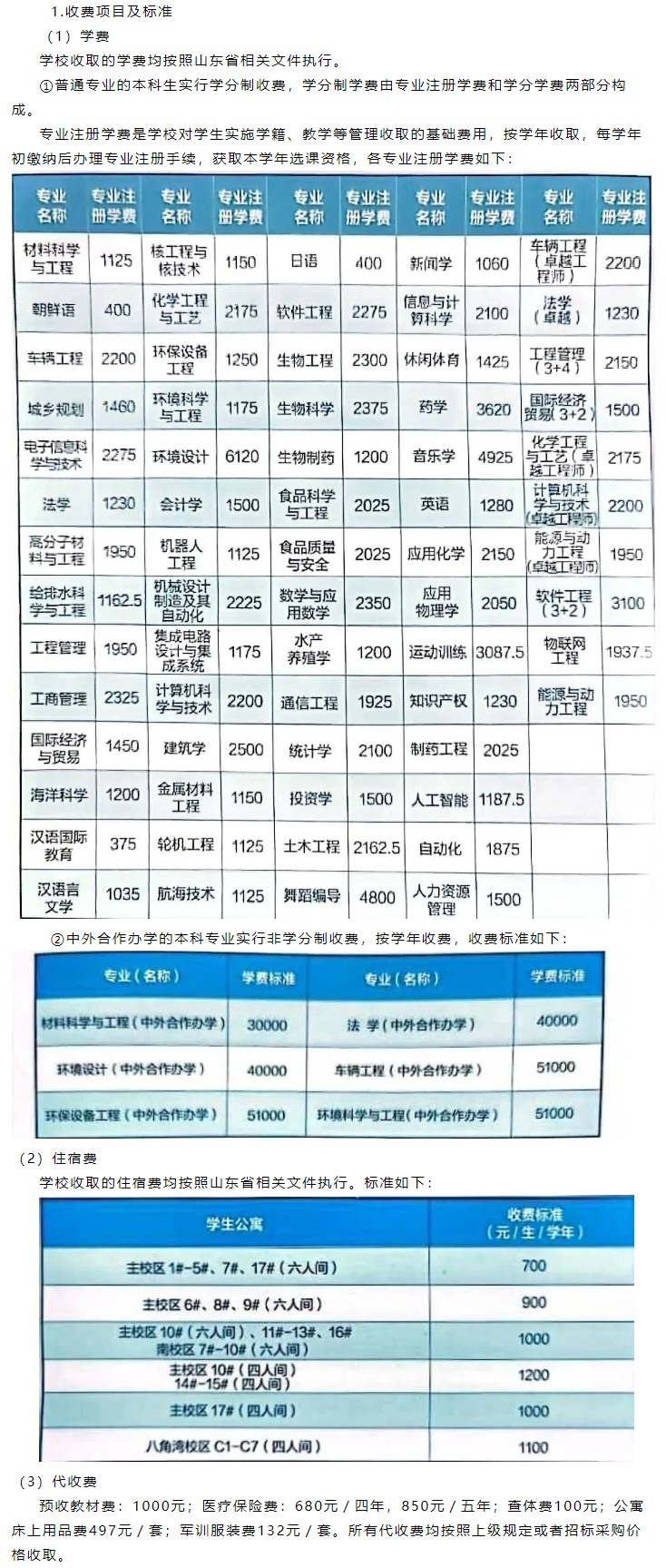 烟台大学学费多少钱一年-各专业收费标准