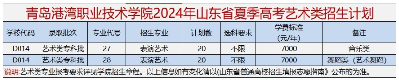 2024青岛港湾职业技术学院艺术类学费多少钱一年-各专业收费标准