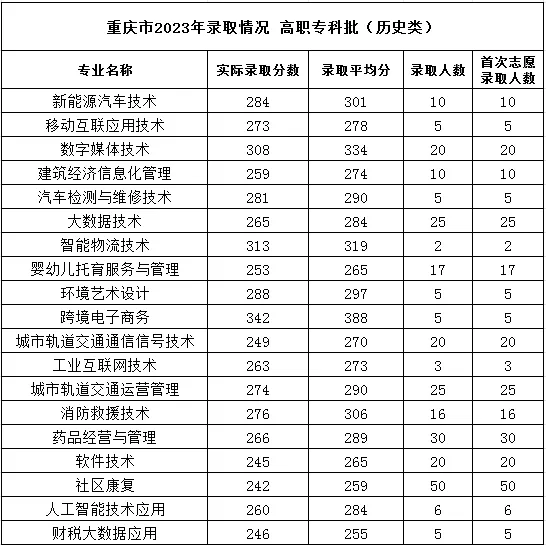 2023重庆理工职业学院录取分数线