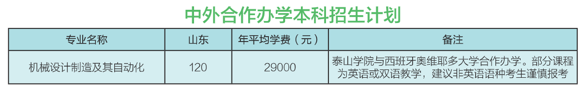 2024泰山学院中外合作办学学费多少钱一年-各专业收费标准